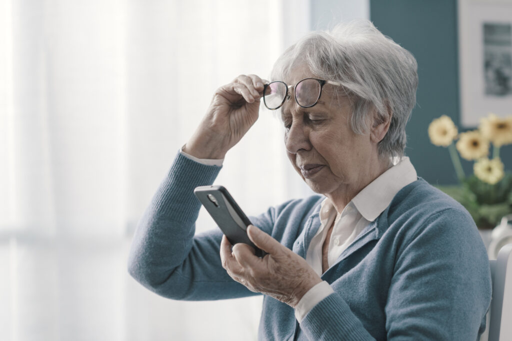 senior woman having vision problems